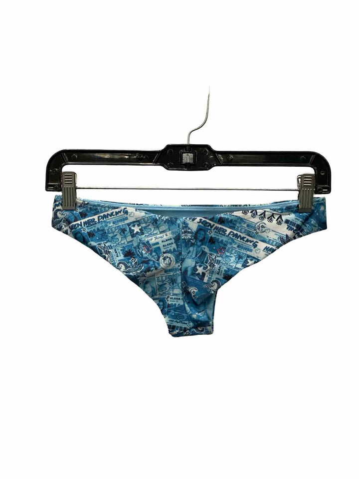 Frankies Bikinis Size M Blue Print Swimsuit Bottom