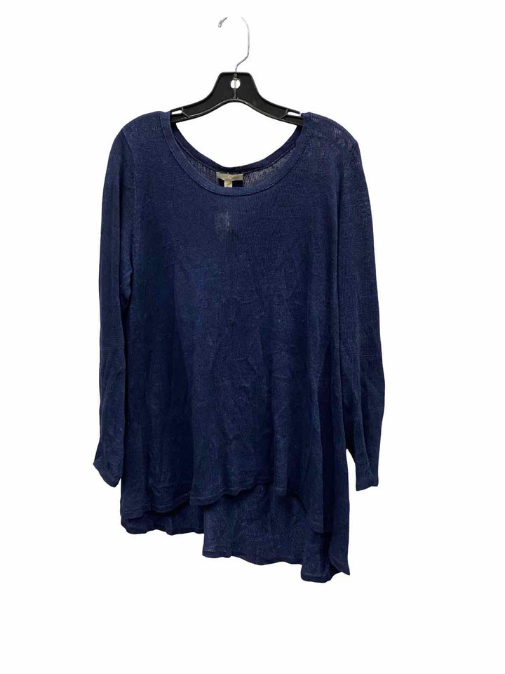 Eileen Fisher Size L Navy 100% Linen Sweater