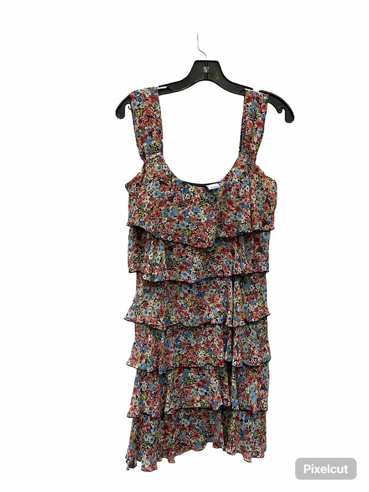 Suzi Chin for Maggy Boutique Size 10 Pink Blue Floral Dress
