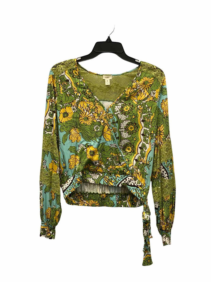 Anthropologie Size S Green Yellow Floral Long Sleeve Shirts