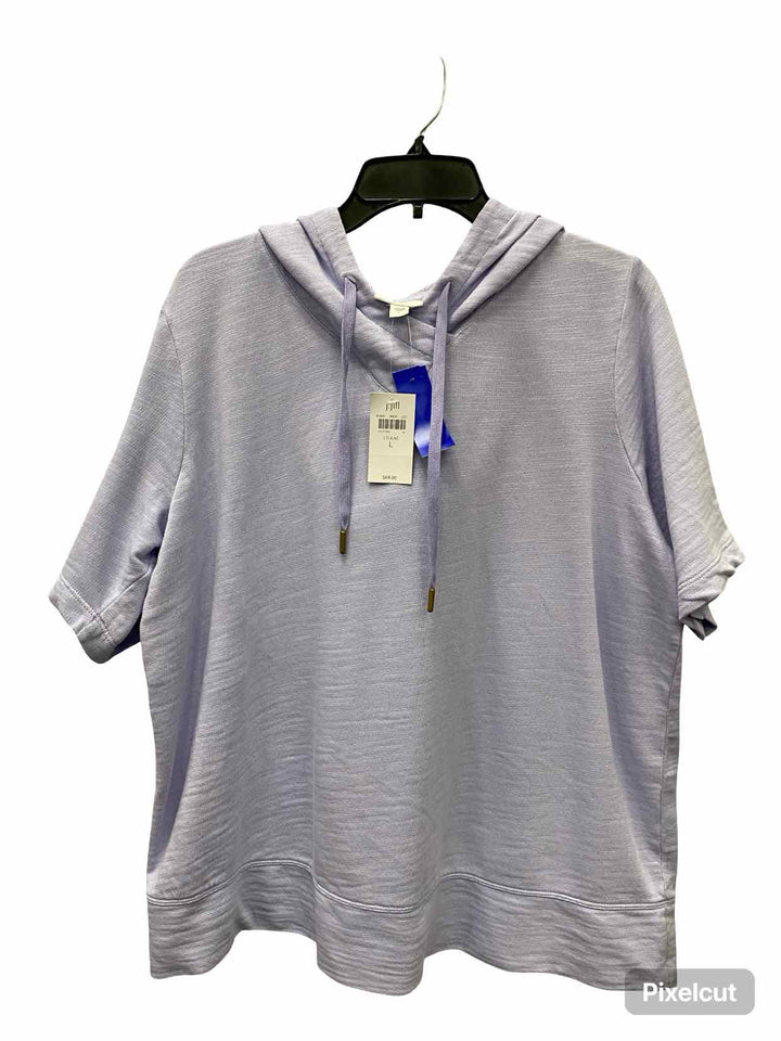 J Jill Size L Purple Short Sleeved Sweatshirt