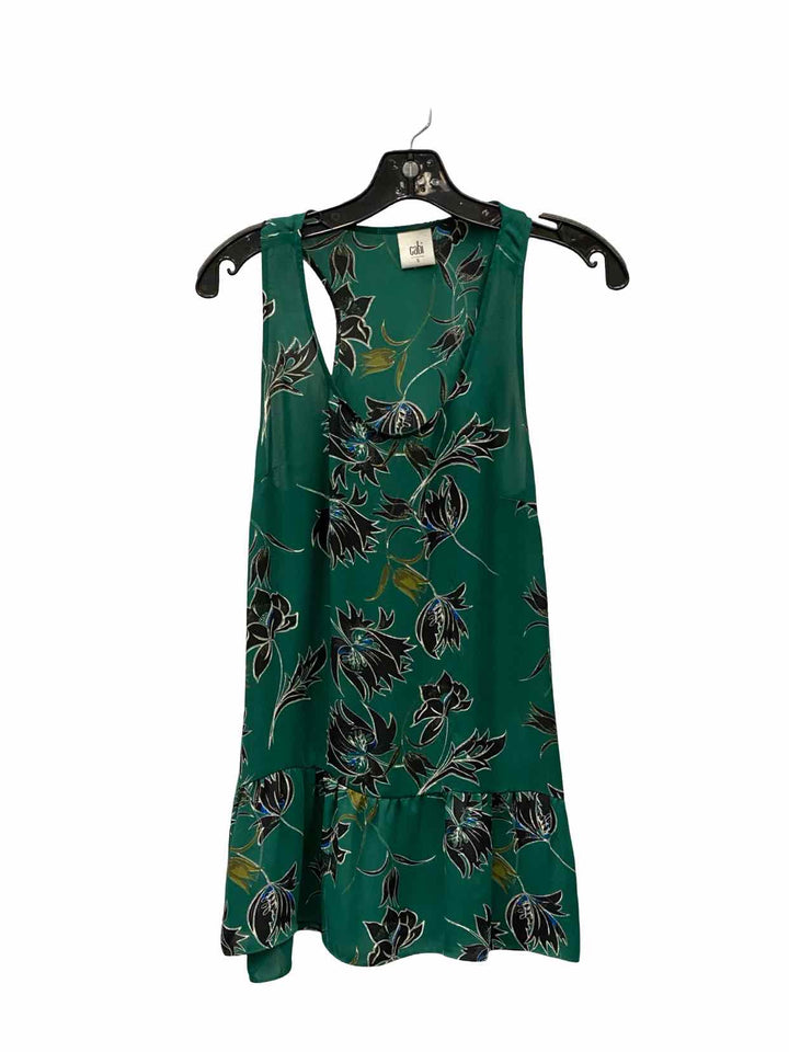 Cabi Size L Green Floral Tank Top