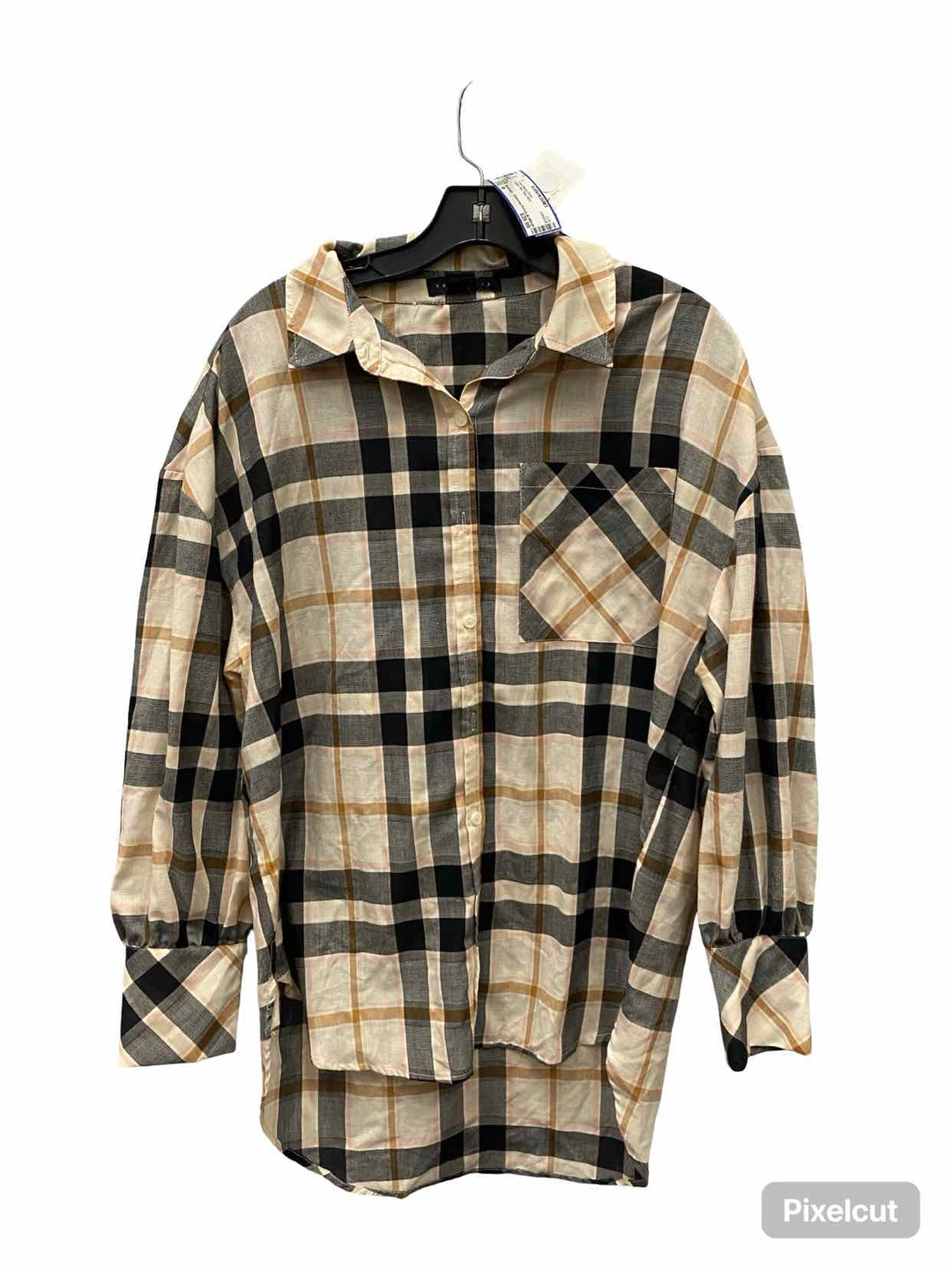 Sanctuary Size M Beige Pink Plaid Long Sleeve Shirts
