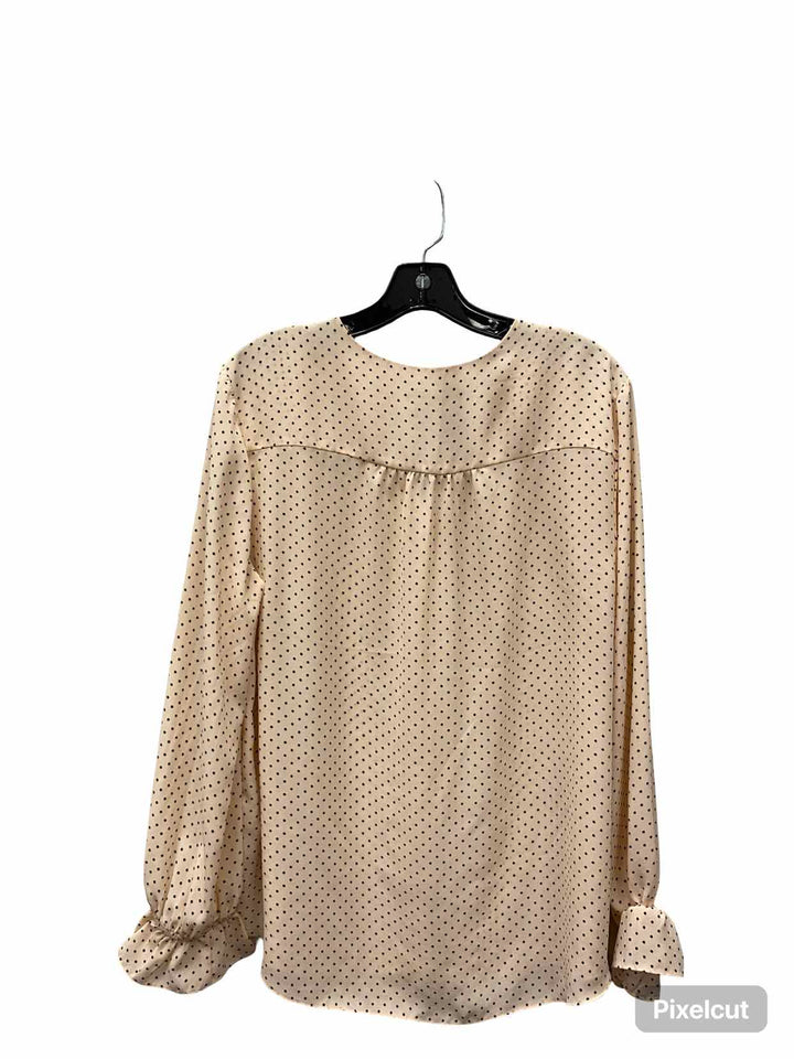 T Tahari Size L Pink Black Dots Long Sleeve Shirts
