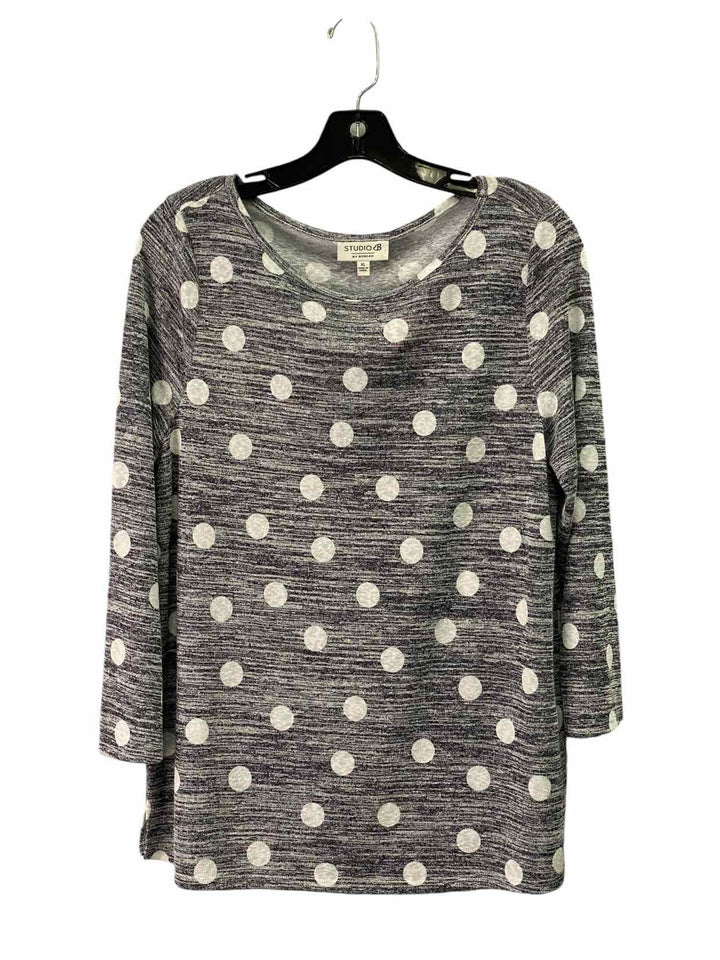 Studio B by Bobeau Size XL Gray White Polka Dot Long Sleeve Shirts