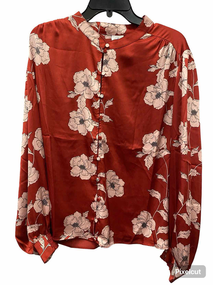 Cabi Size XXL Orange Beige Floral Long Sleeve Shirts