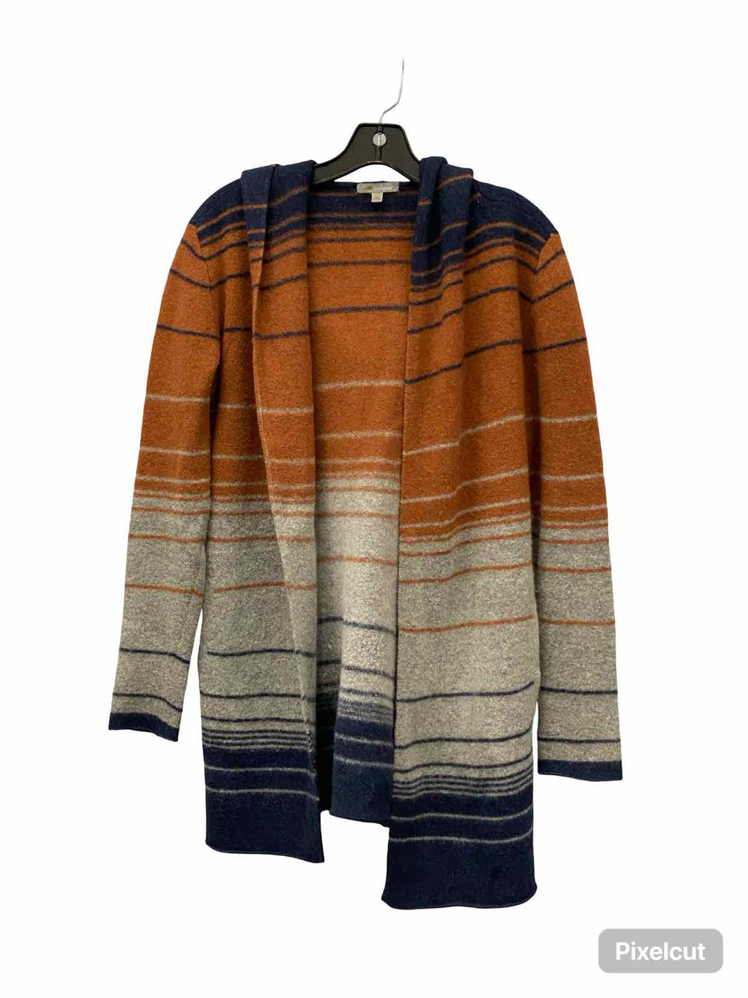 Horny Toad Size M Orange Blue/Gray Striped Wool Blend Sweater