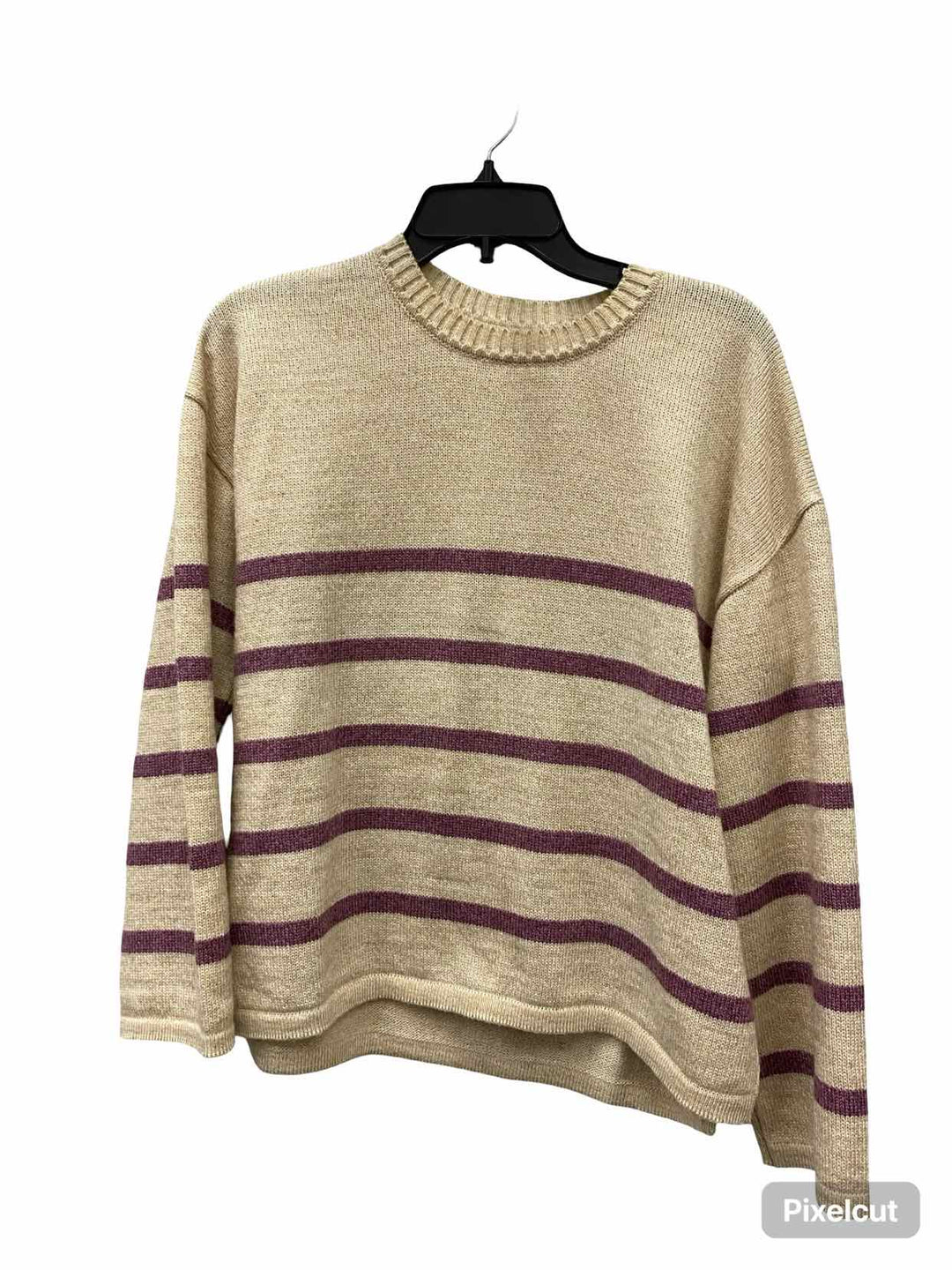 Unknown Brand Size M Beige Purple Striped Sweater