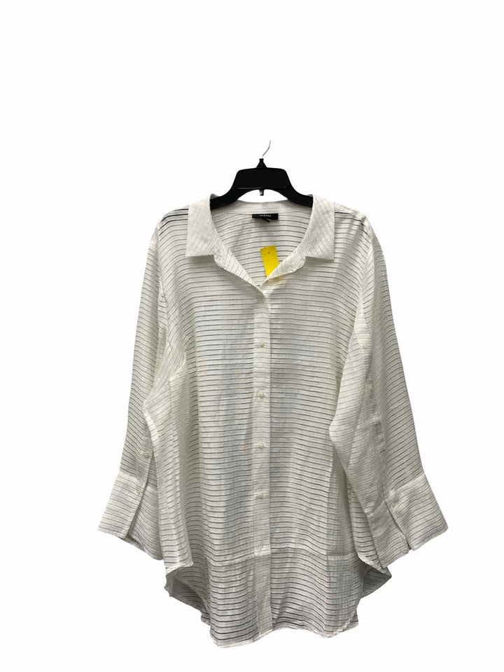 Ann Klein Size 3X Black White Dots Long Sleeve Shirts