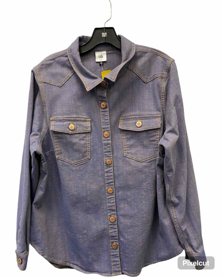 Cabi Size XL Blue Brown Denim Long Sleeve Shirts