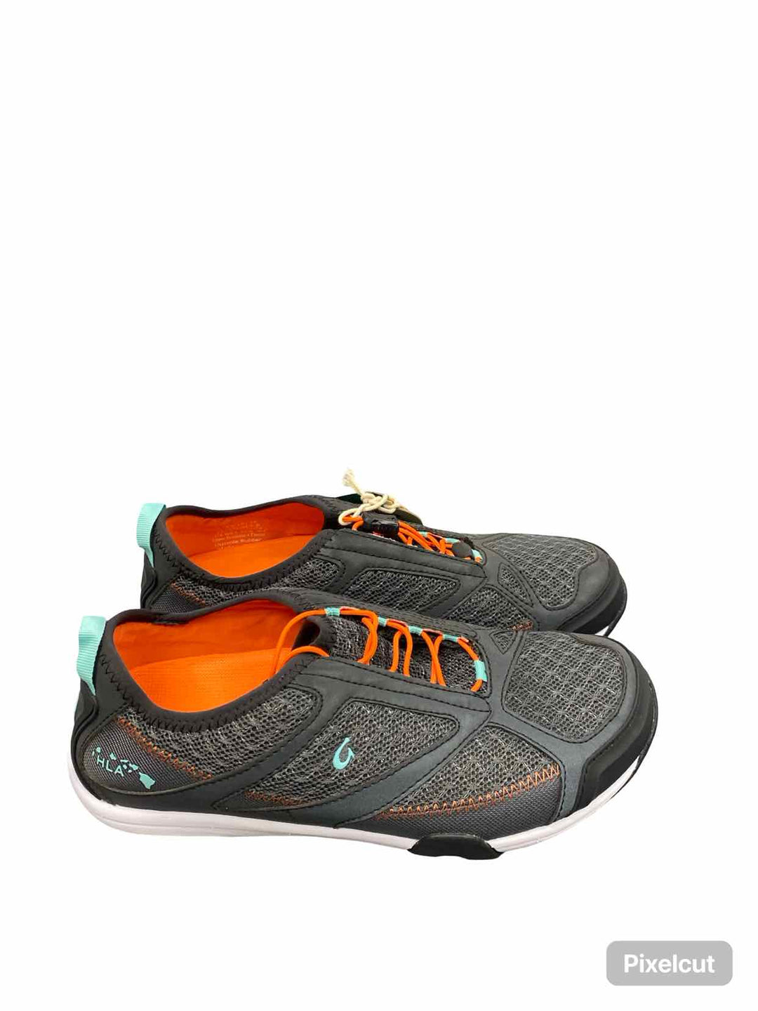 OluKai Shoe Size 8.5 Grey Orange Water Shoes 'Eleu Trainer Sneakers