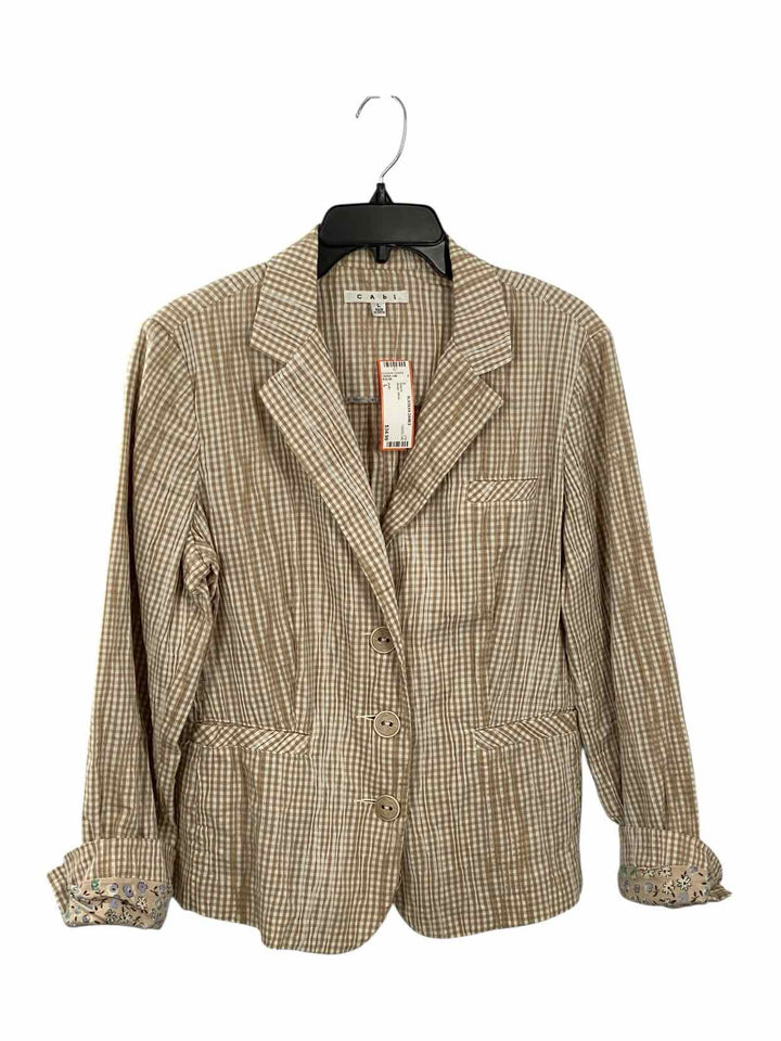 Cabi Size L Beige White Blazer
