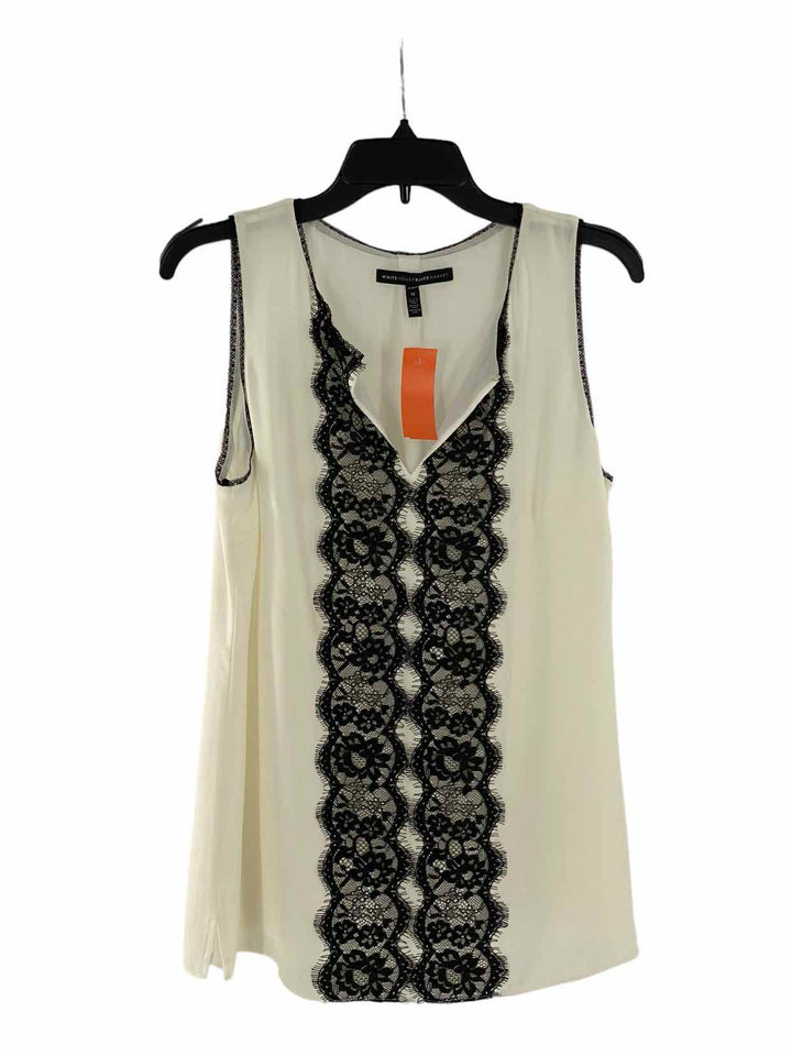 White House Black Market Size M White Black lace detail Tank Top