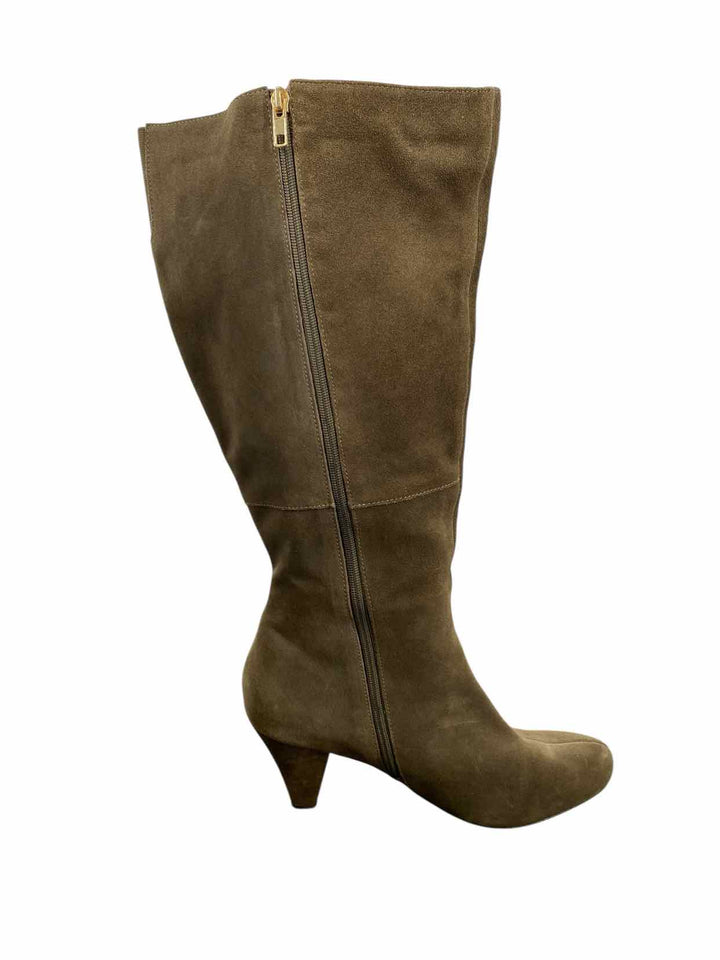 Theme Shoe Size 11W Green Suede Wide Calf Boots(knee)