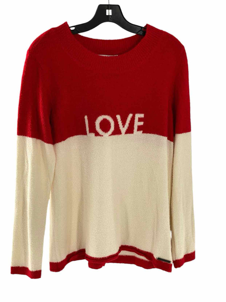 Peace Love World Size S Red White Sweater