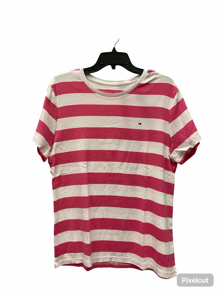 Tommy Hilfiger Size XXL White Pink Stripe T-shirt