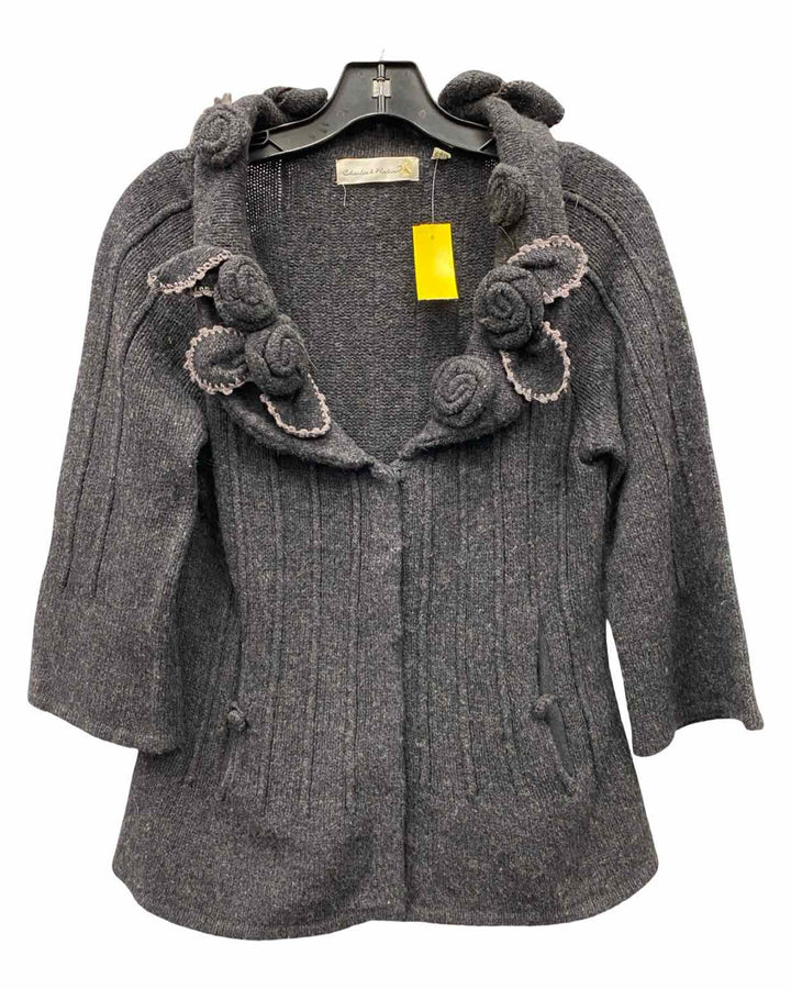 Charlie & Robin Size M Black Floral Wool Sweater