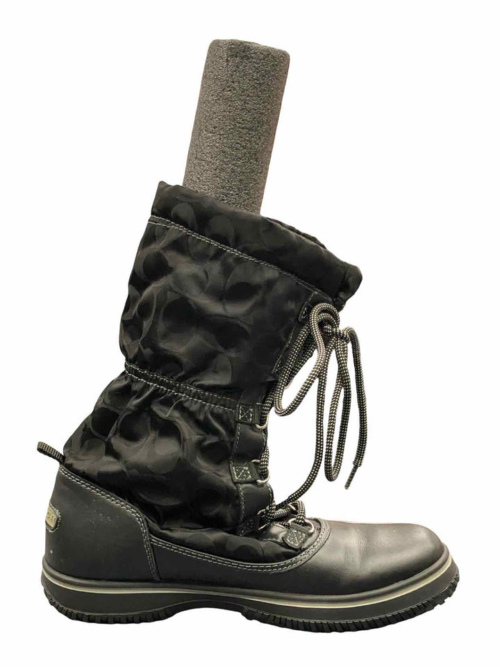 COACH Shoe Size 7.5 Black Leather Shaine Water Resistant Boots(Ankle)