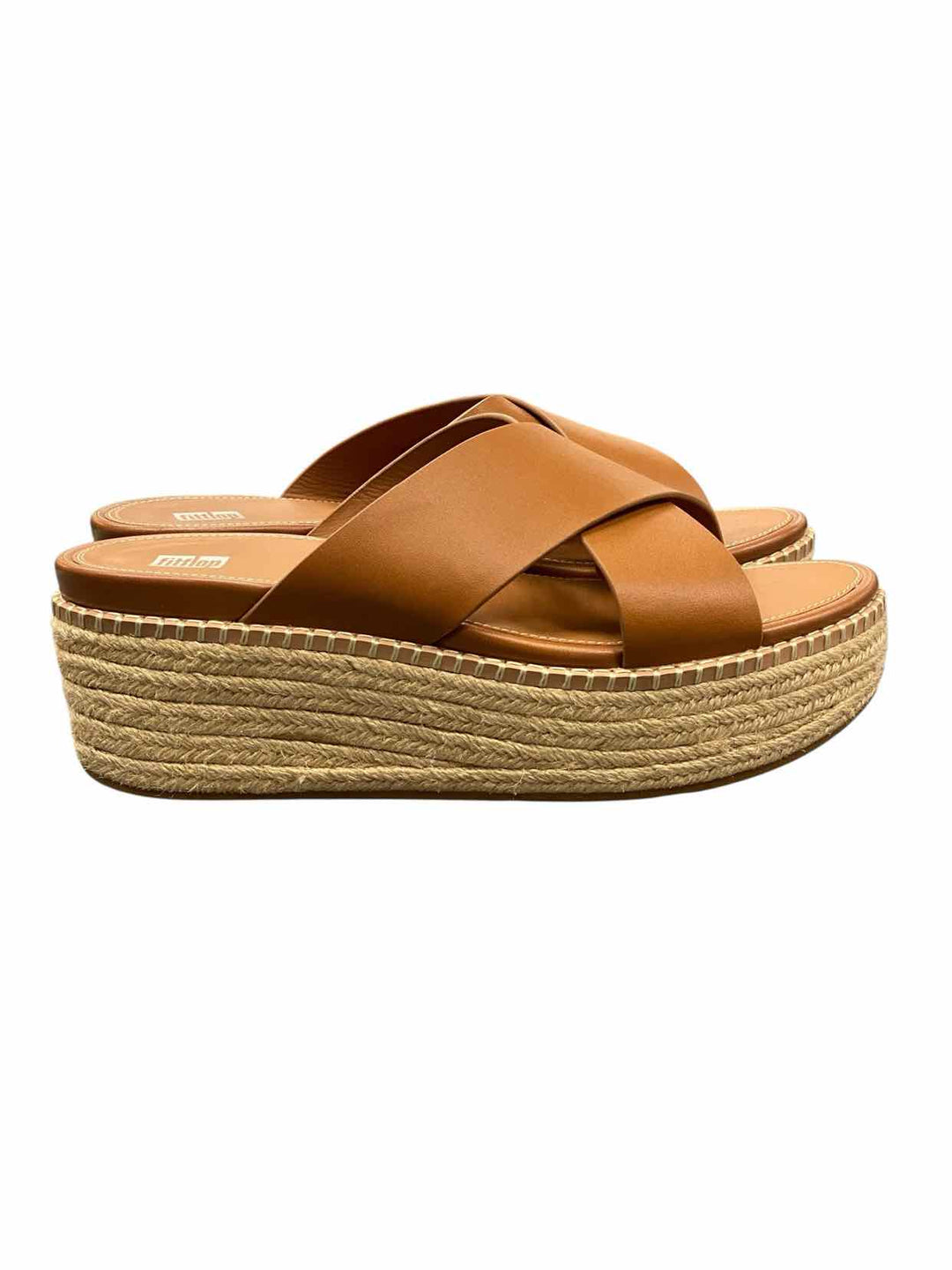 Fitflop Shoe Size 8.5 Brown Leather F-Mode Espadrille Sandals