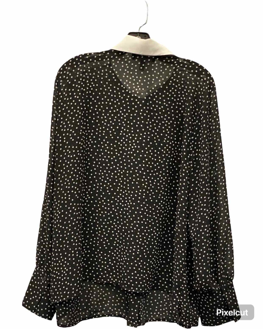 Eloquii Size 20 Black White Polka Dot Long Sleeve Shirts