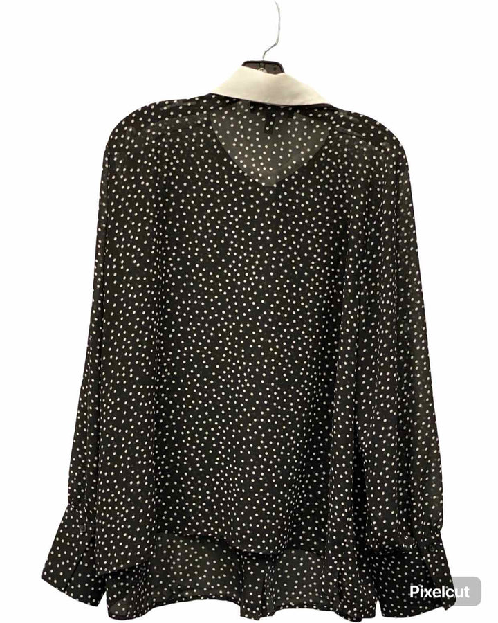 Eloquii Size 20 Black White Polka Dot Long Sleeve Shirts