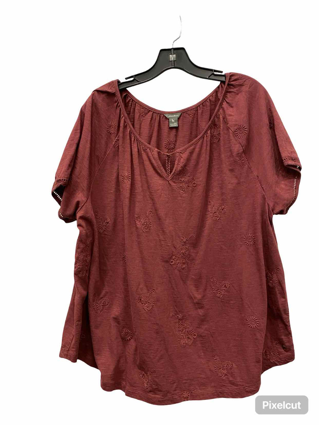 Eddie Bauer Size 2XL Red Embroidered Short Sleeve Shirts