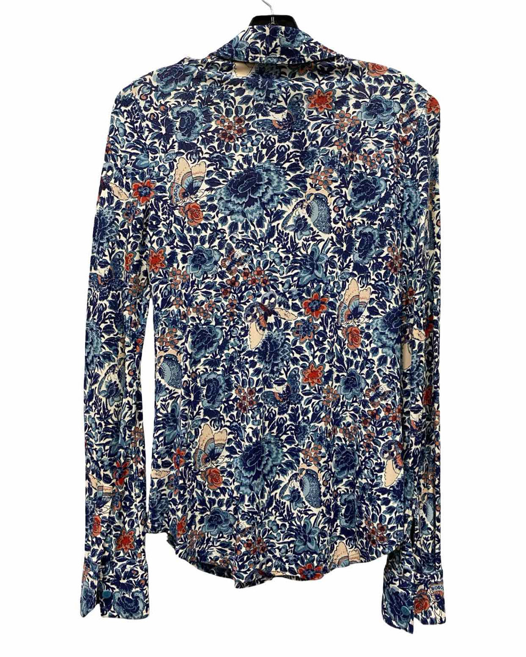 Tory Burch Size S Blue Floral Long Sleeve Shirts
