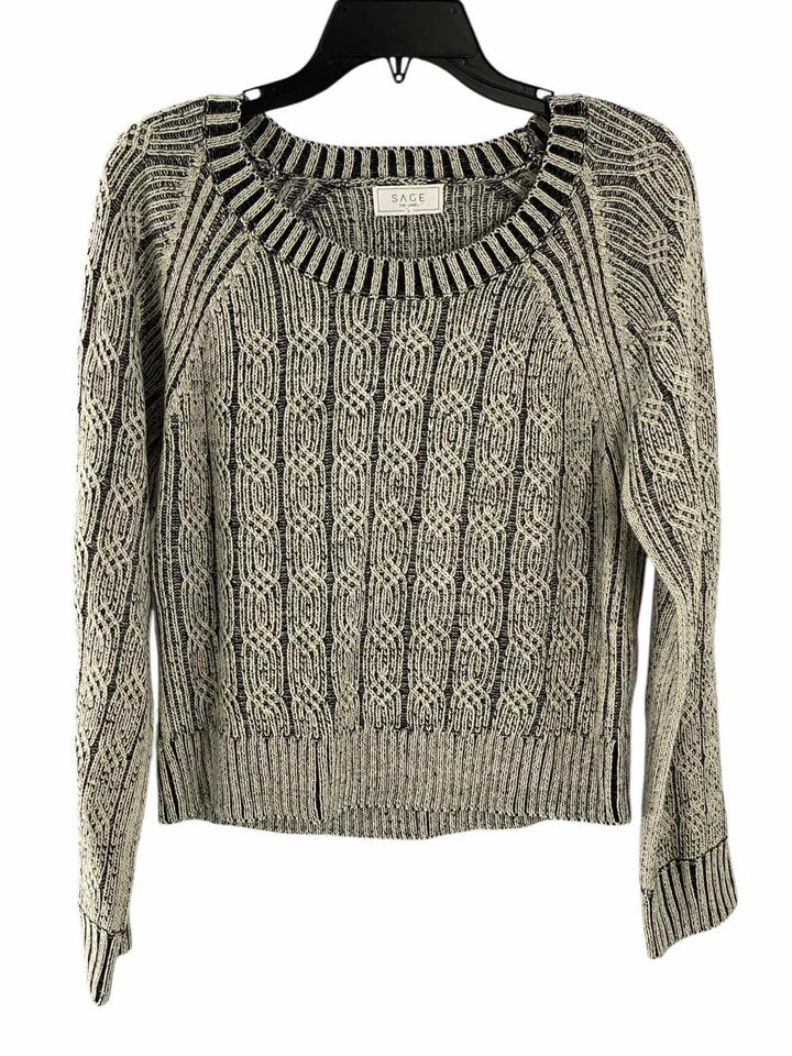 Sage The Label Size L Black White Print Sweater