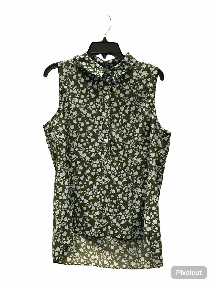 Cabi Size L Green Blue Floral Tank Top