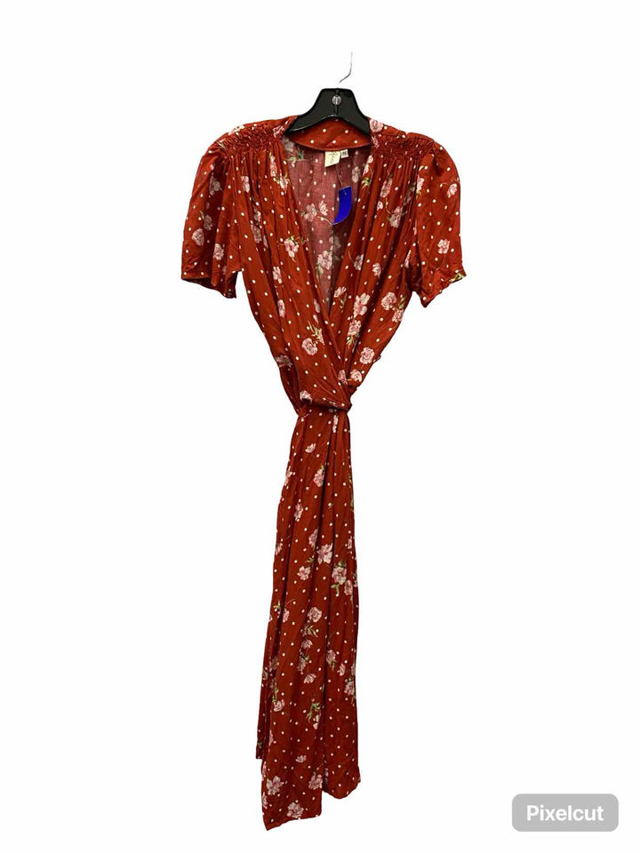 Revival Size M Red Floral Cardigan Short Sleeve Shirts