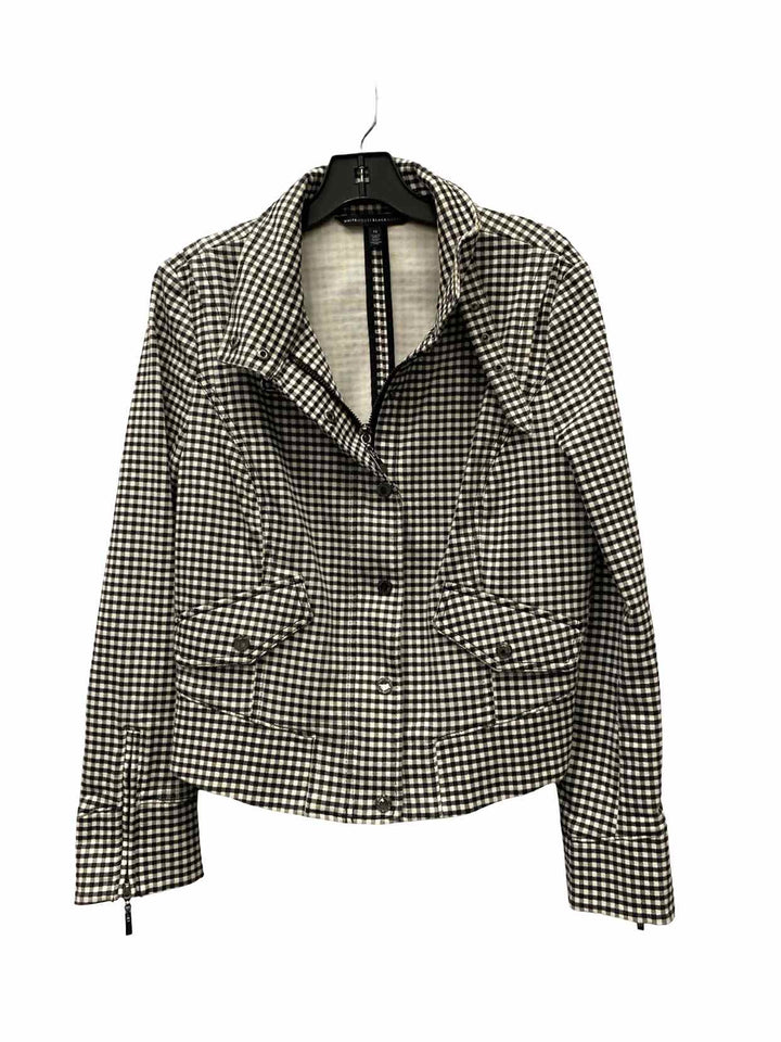 White House Black Market Size 12 Black White Checkered Jacket