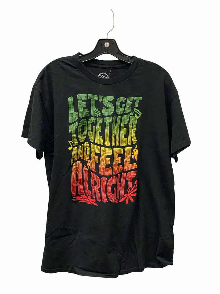 Dom Size L Black Print Cotton T-shirt