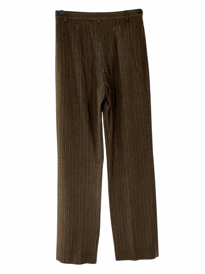 Bernard Zins Size 4 Brown Pinstripe Wool Cashmere Blend Pants