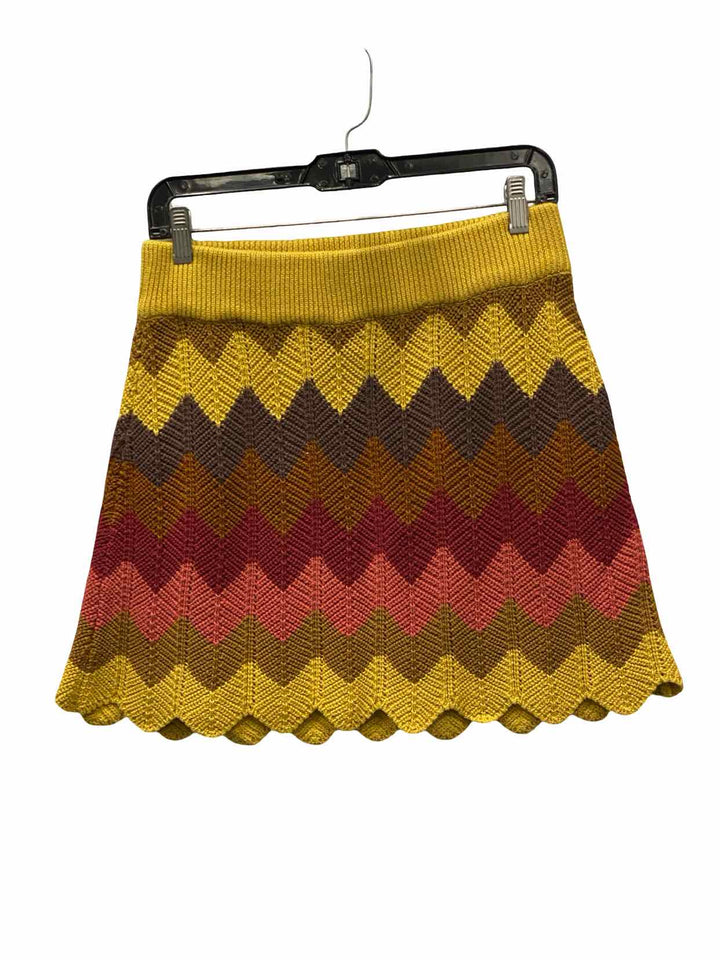 Known Supply Size M Yellow Multi zigzag 100% cotton Skirt