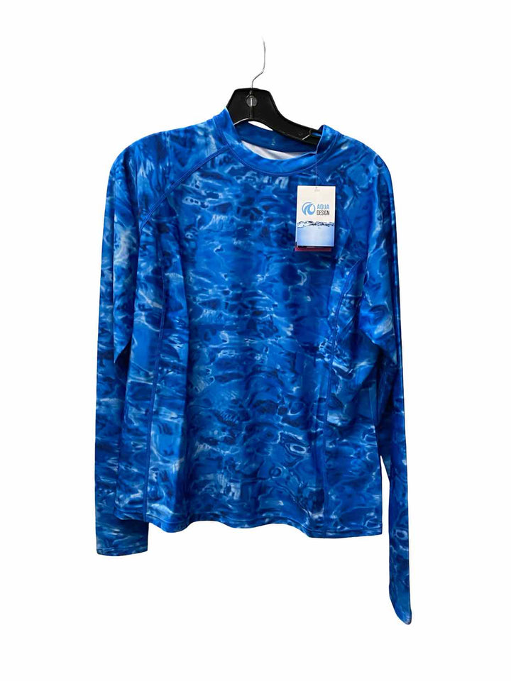 AQUA Size L Blue Athletic Long Sleeve