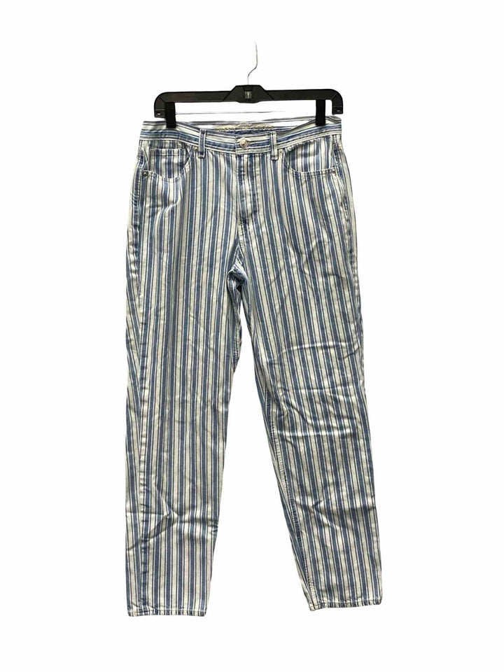 American Eagle Size 8 Blue White Striped mom jean Jeans