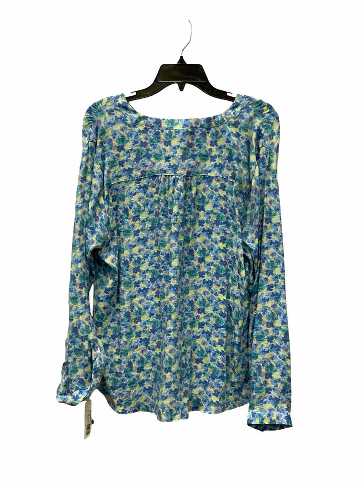 Zac & Rachel Size XL Blue Green Print Long Sleeve Shirts