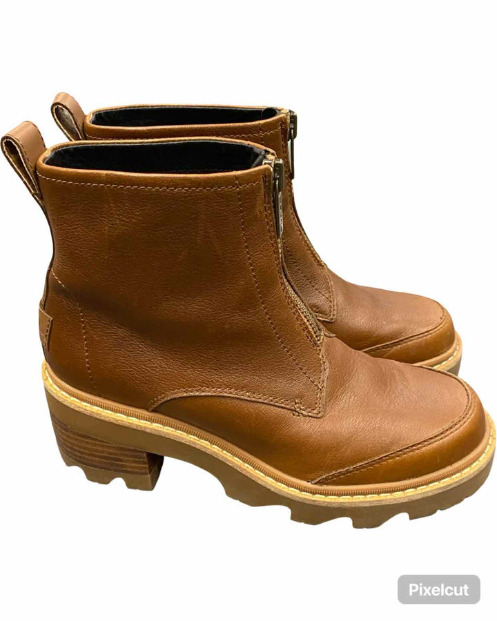 Sorel Shoe Size 7.5 Brown Leather Joan Zip Boots(Ankle)
