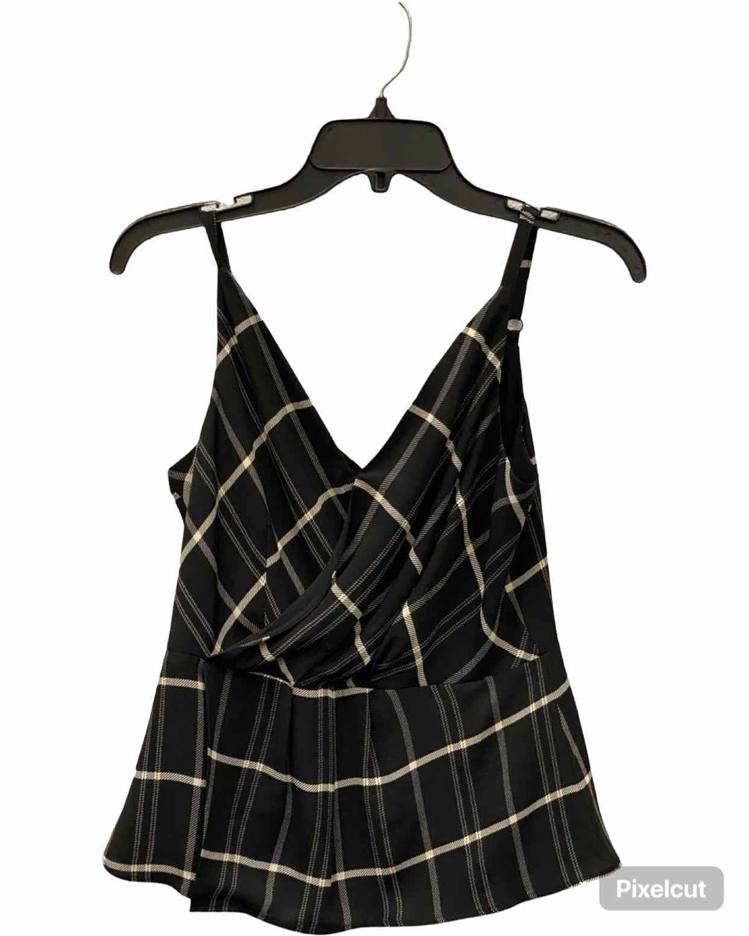 Cabi Size 0 Black Beige Plaid Tank Top