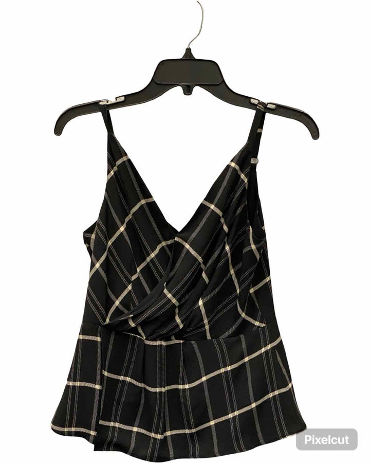 Cabi Size 0 Black Beige Plaid Tank Top