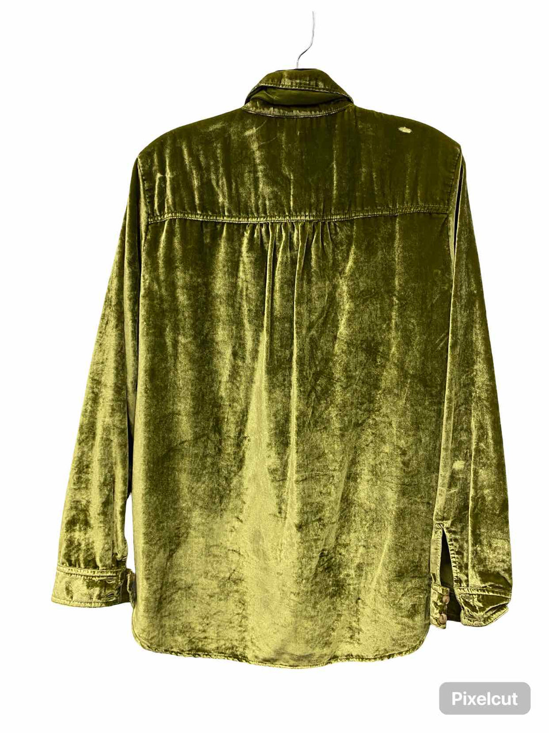 Pilcro Size S Chartreuse Velour Long Sleeve Shirts