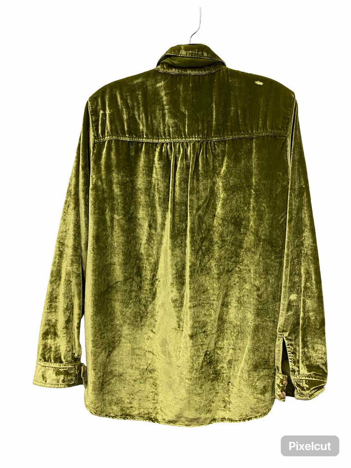 Pilcro Size S Chartreuse Velour Long Sleeve Shirts