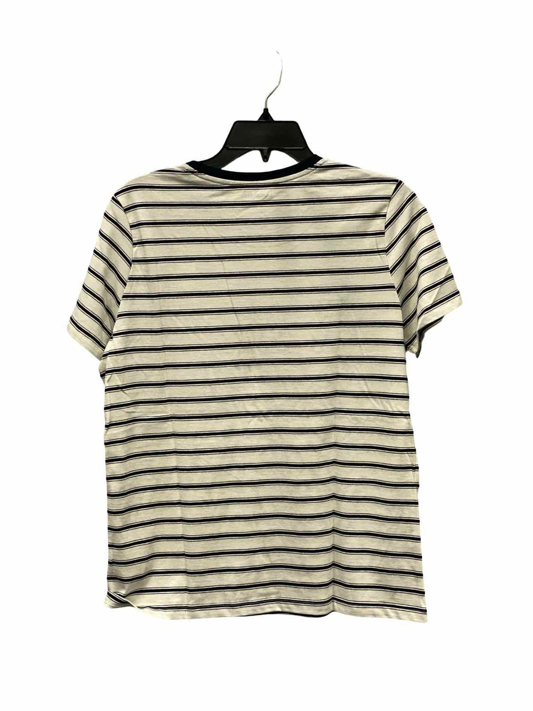 Lands End Size 6 White Black Striped 100% cotton Short Sleeve Shirts