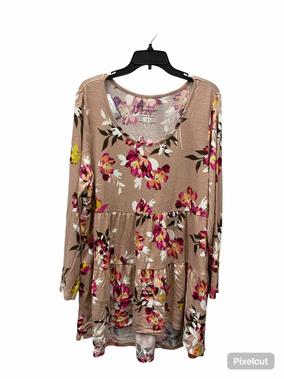 Torrid Size 2 Pink Floral Long Sleeve Shirts