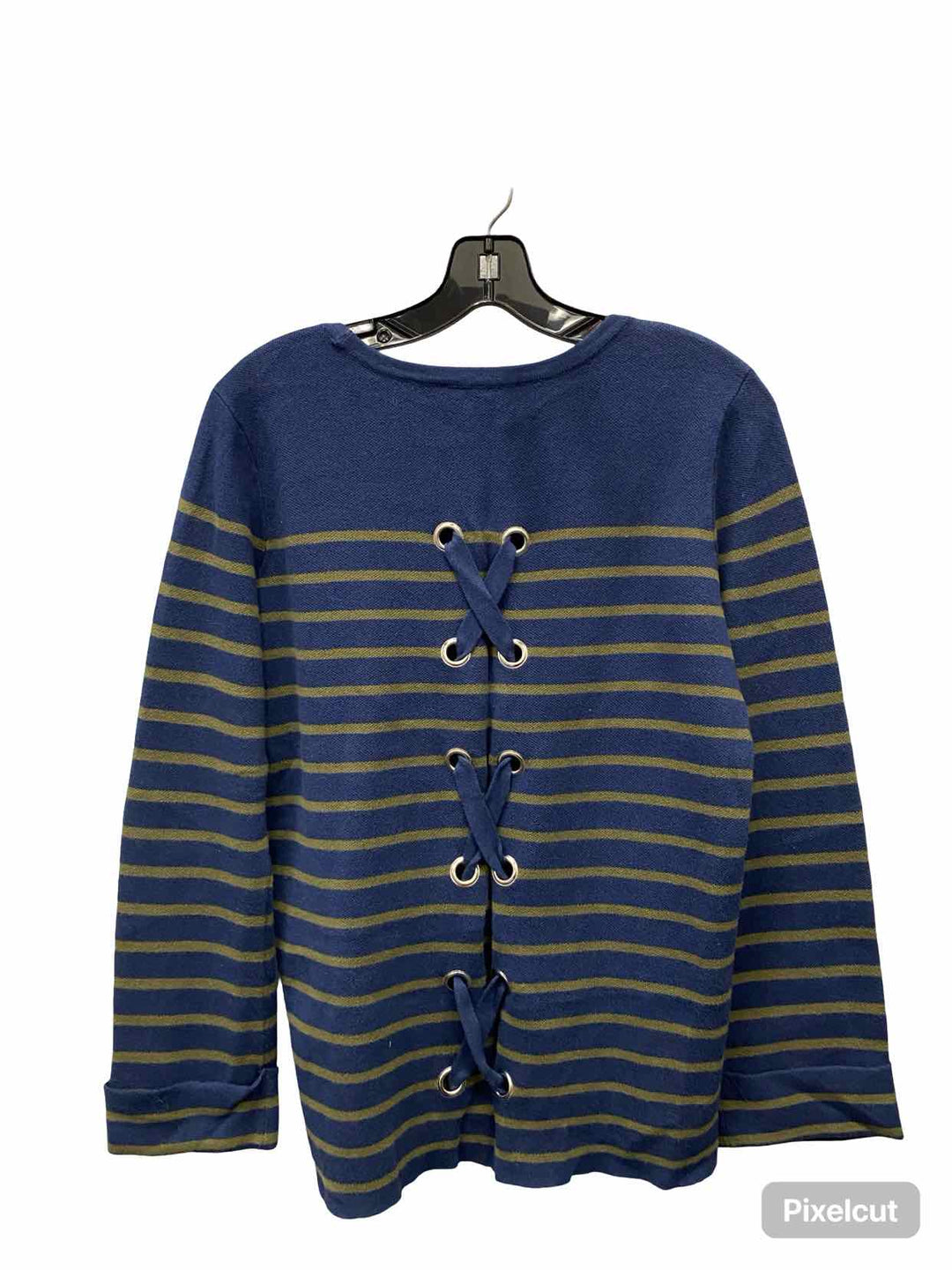 Tribal Size M Navy Green Striped 100% cotton Sweater