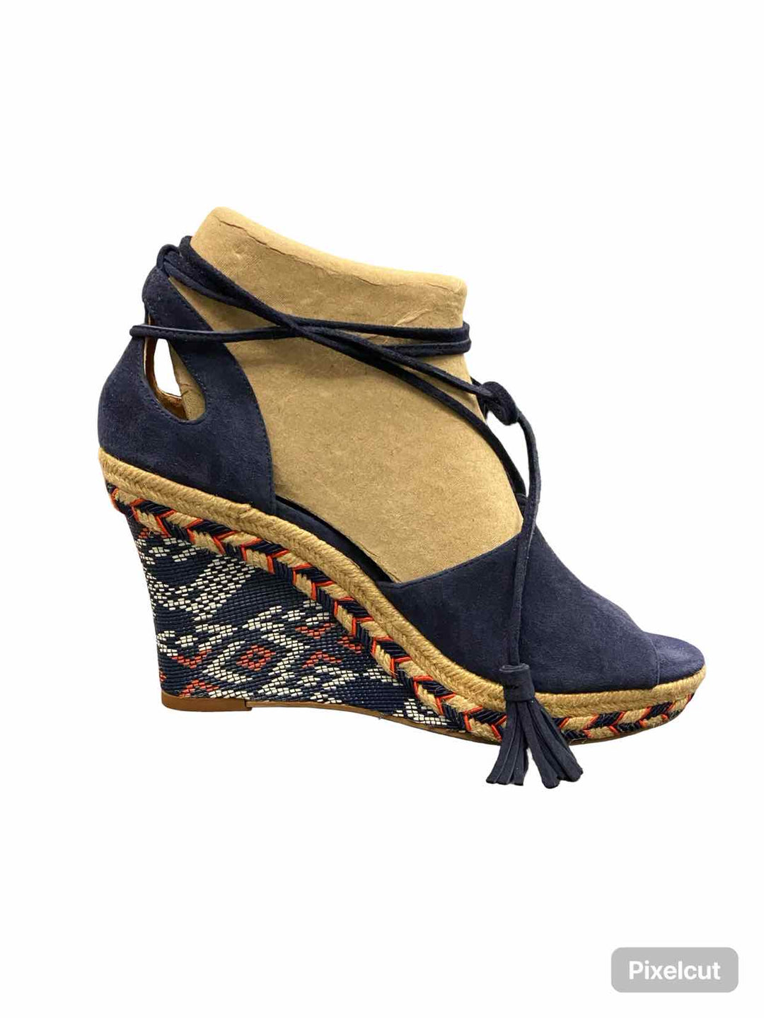 Cabi Shoe Size 7 Navy Suede Wedge Isla Sandals