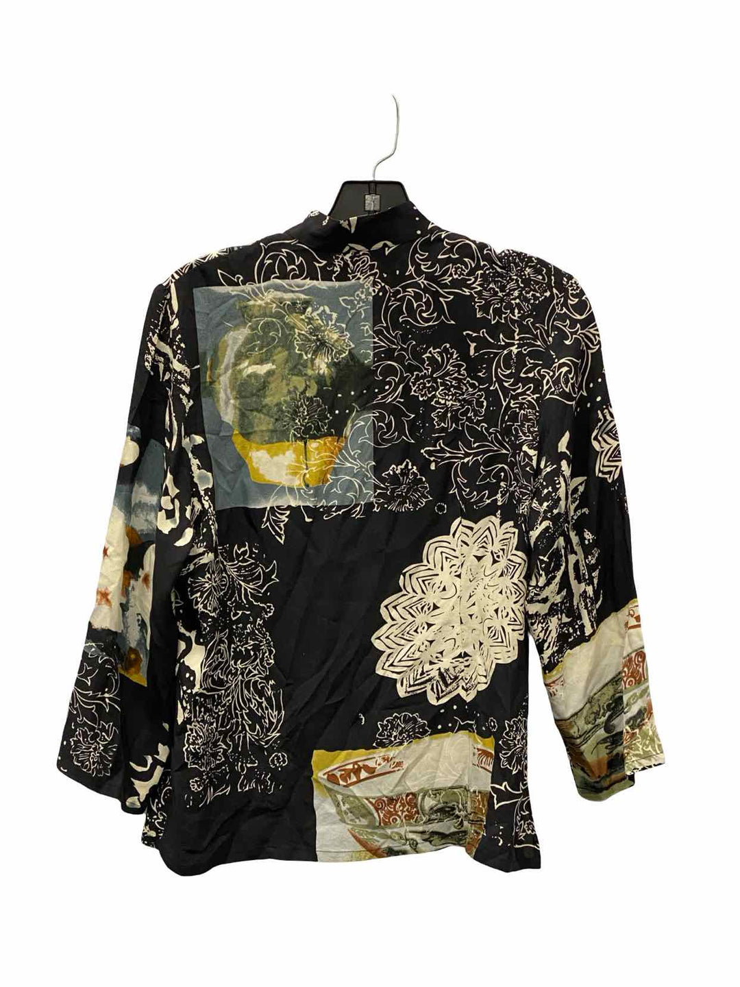 Ania A Size S Black Print 100% silk Long Sleeve Shirts