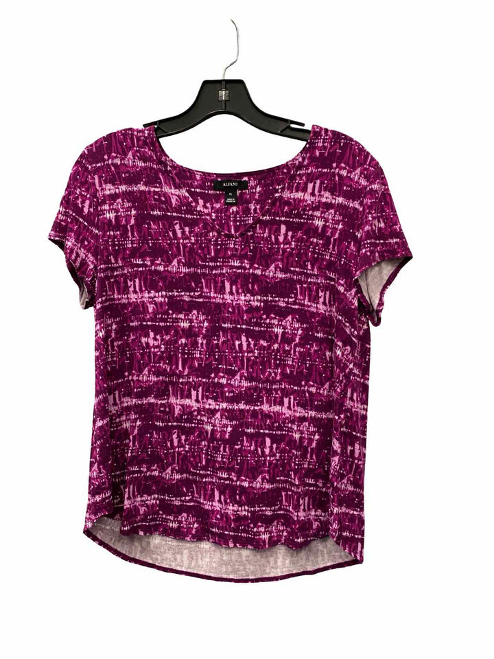 Alfani Size PL Pink Print Short Sleeve Shirts