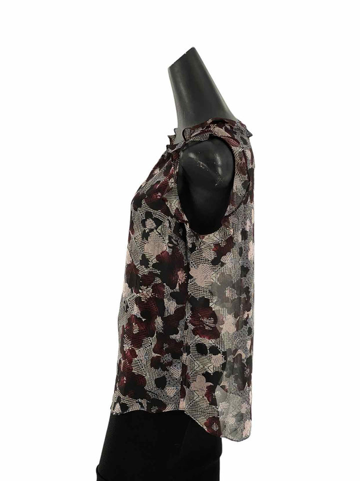 Cabi Size S white & black Red Print Sheer Tank Top