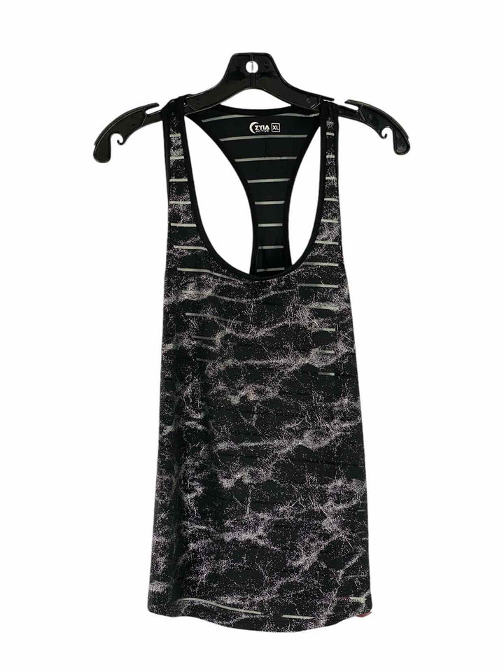 Zyia Size XL Black Grey Print Athletic Tank Top